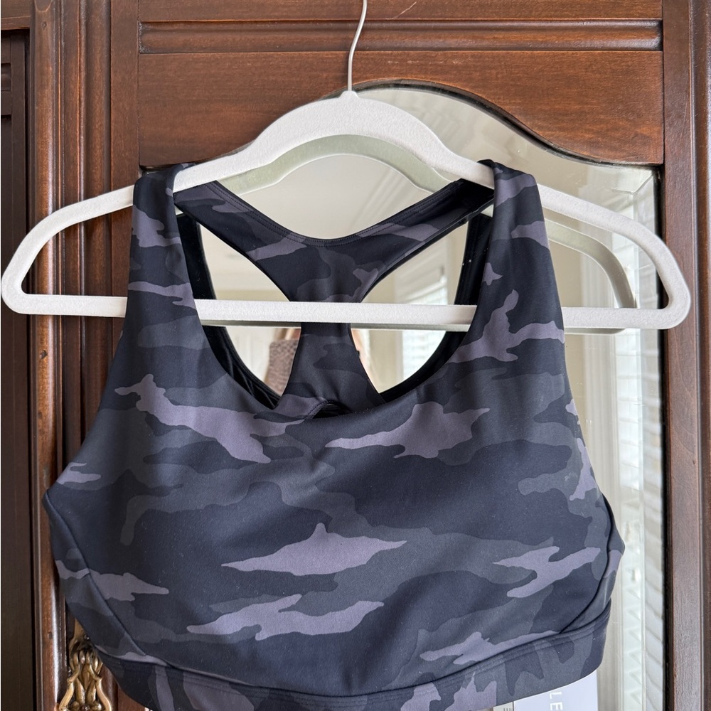Athleta Black and Gray Camo Sports Bra NWT